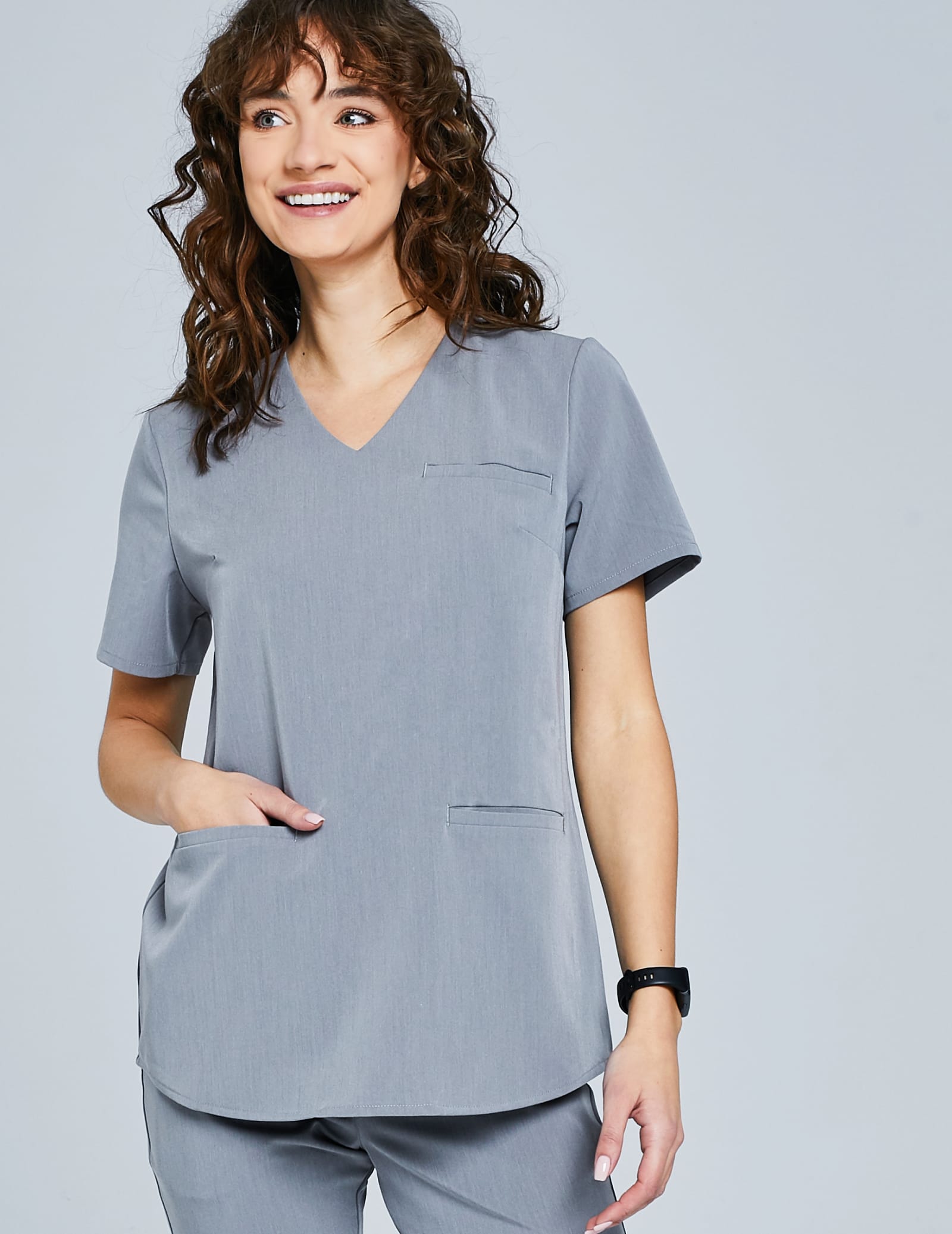 Grace Scrub Top - SHARK GRAY