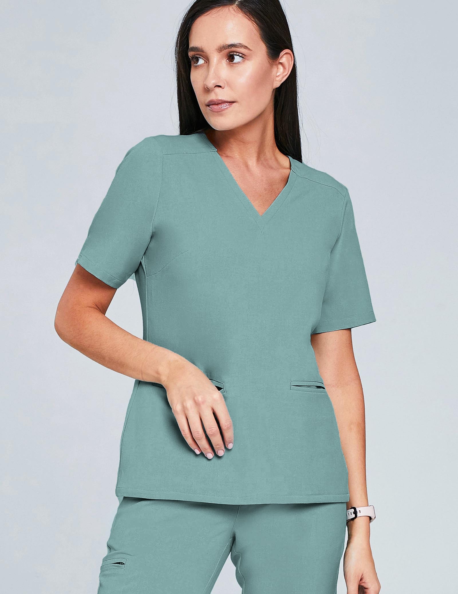 Medical Scrub Top Casy- DUSTY GREEN