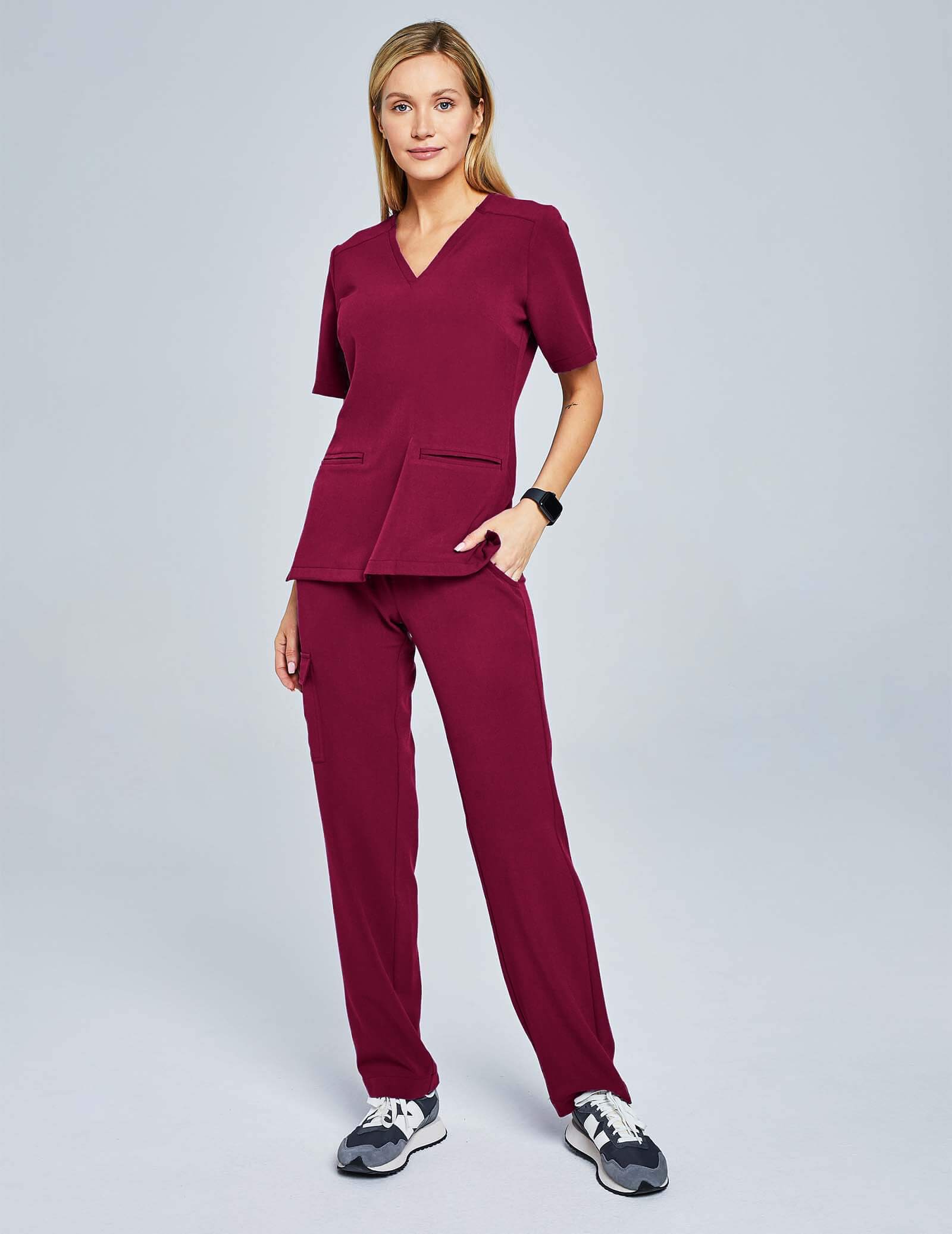Medical Scrub Top Casy - ROMANTIC CHERRY