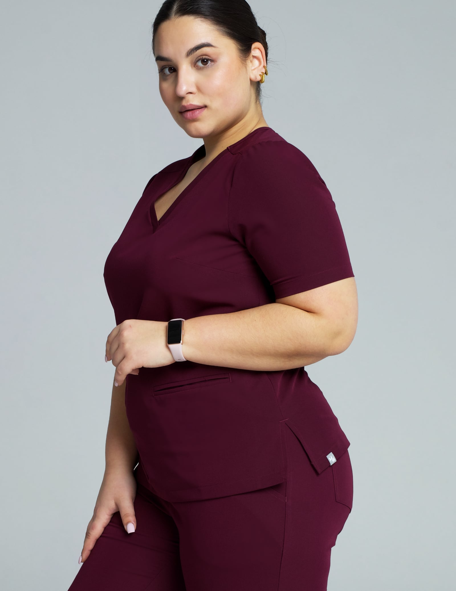 Medical Scrub Top Casy - BURGUNDY