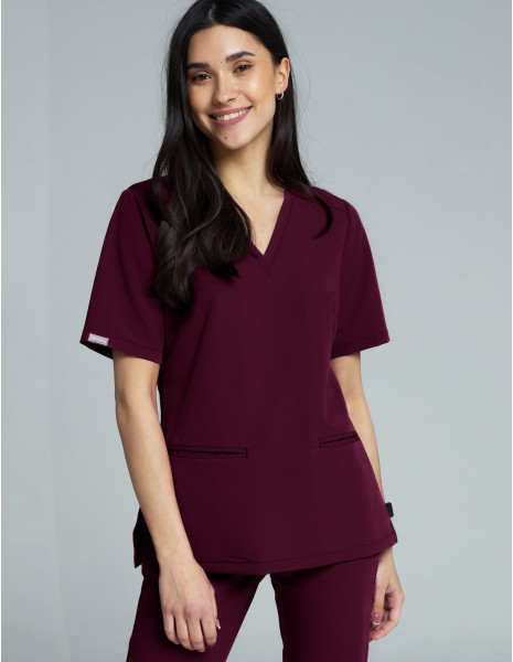 Medical Scrub Top Casy - BURGUNDY