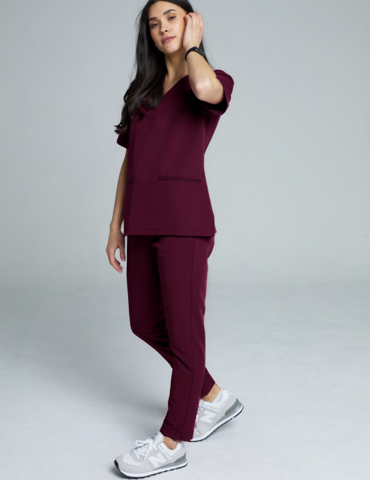 Medical Scrub Top Casy - BURGUNDY