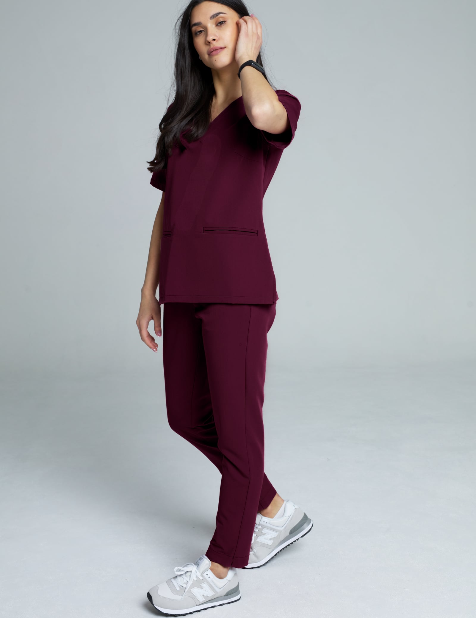 Medical Scrub Top Casy - BURGUNDY
