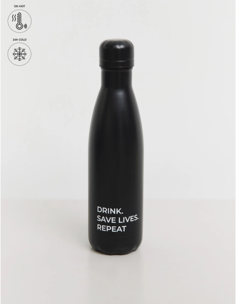 Thermal Bottle Classic "Save lives" - BLACK