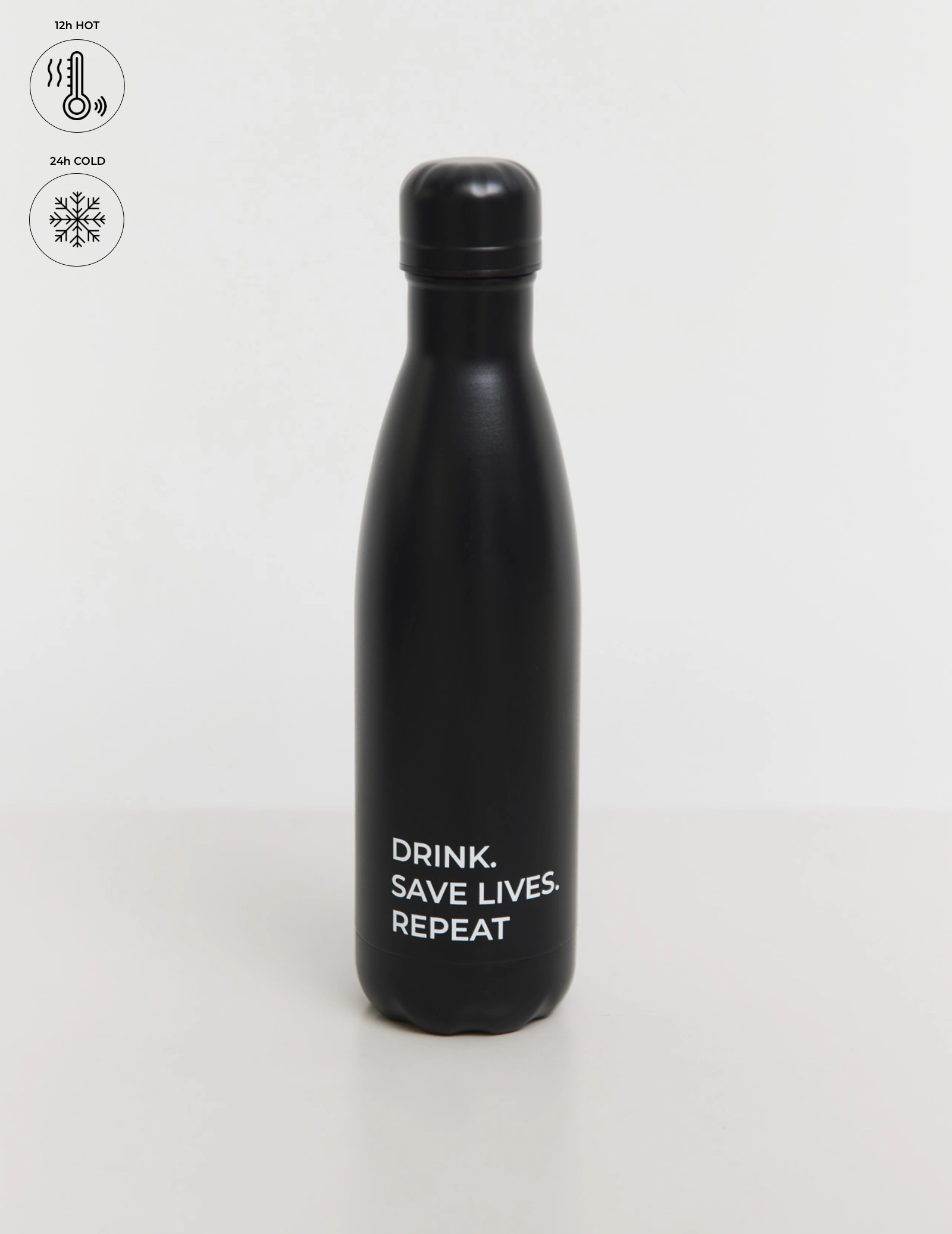 Classic thermal bottle "Save lives" - Black