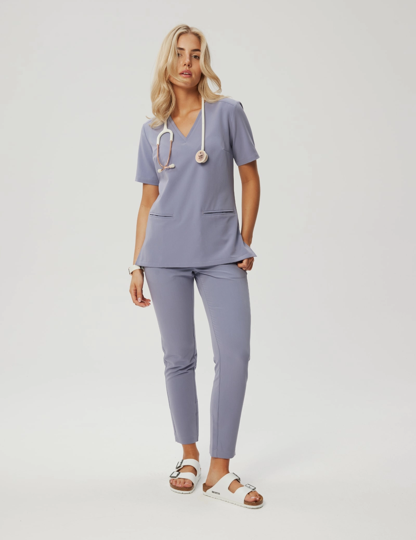 Medical Scrub Top Casy- MILKY LAVENDER