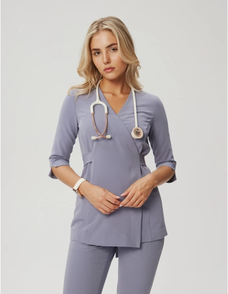 Rosalie tied medical Blouse - MILKY LAVENDER