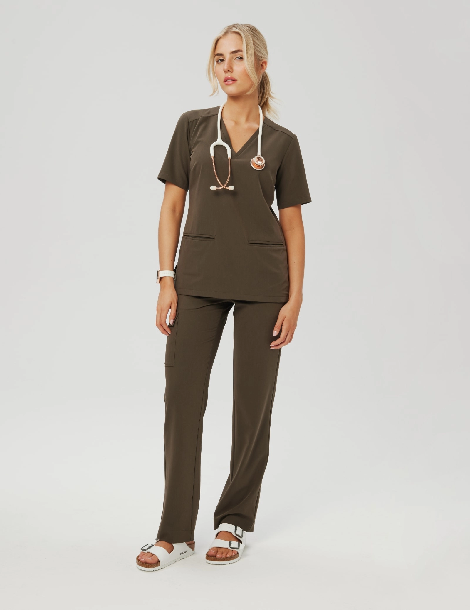 Medical Scrub Top Casy- OLIVE NIGHT