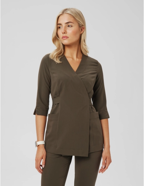 Rosalie tied medical Blouse - OLIVE NIGHT