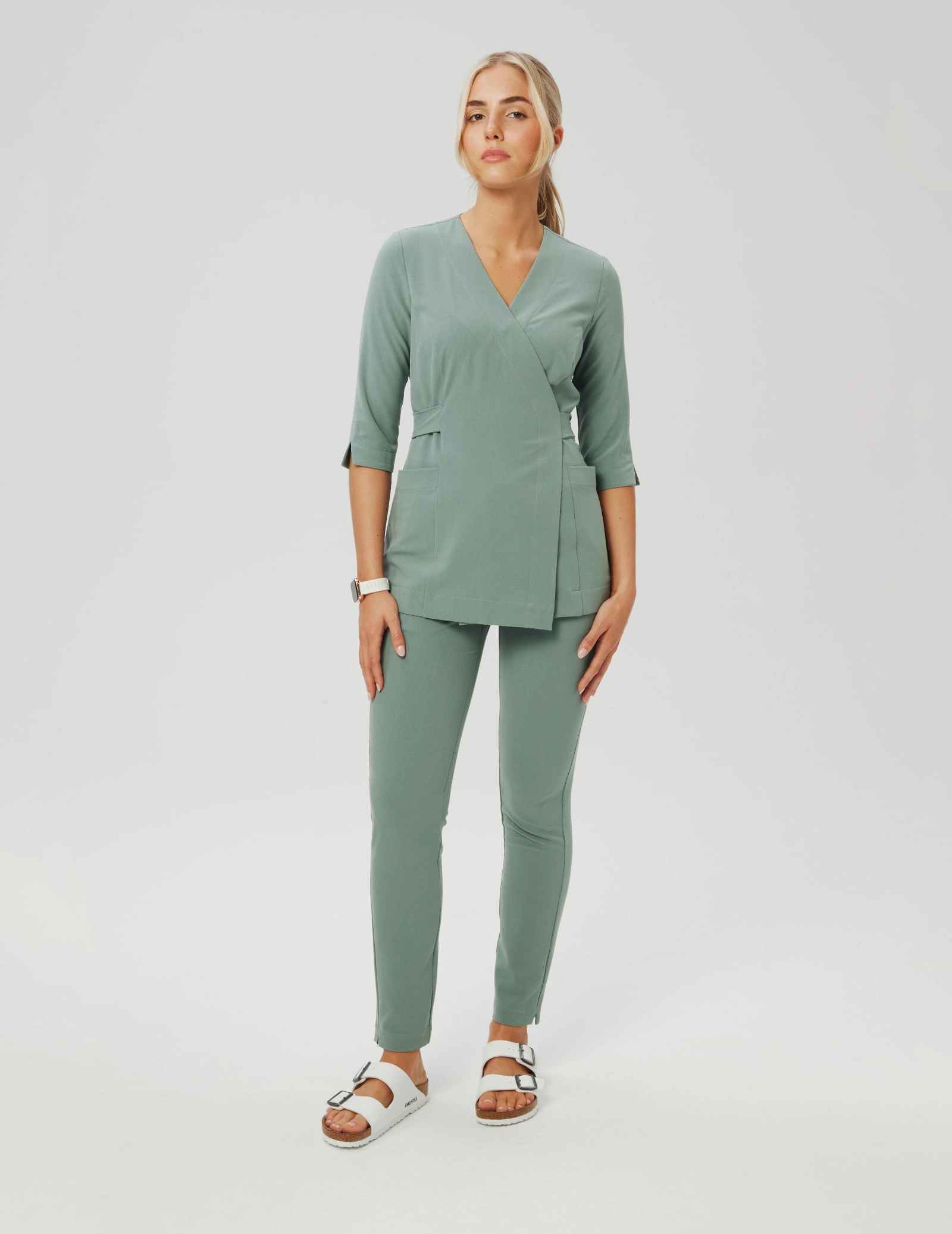 Rosalie tied medical Blouse - DUSTY GREEN Rosalie tied medical Blouse - DUSTY GREEN