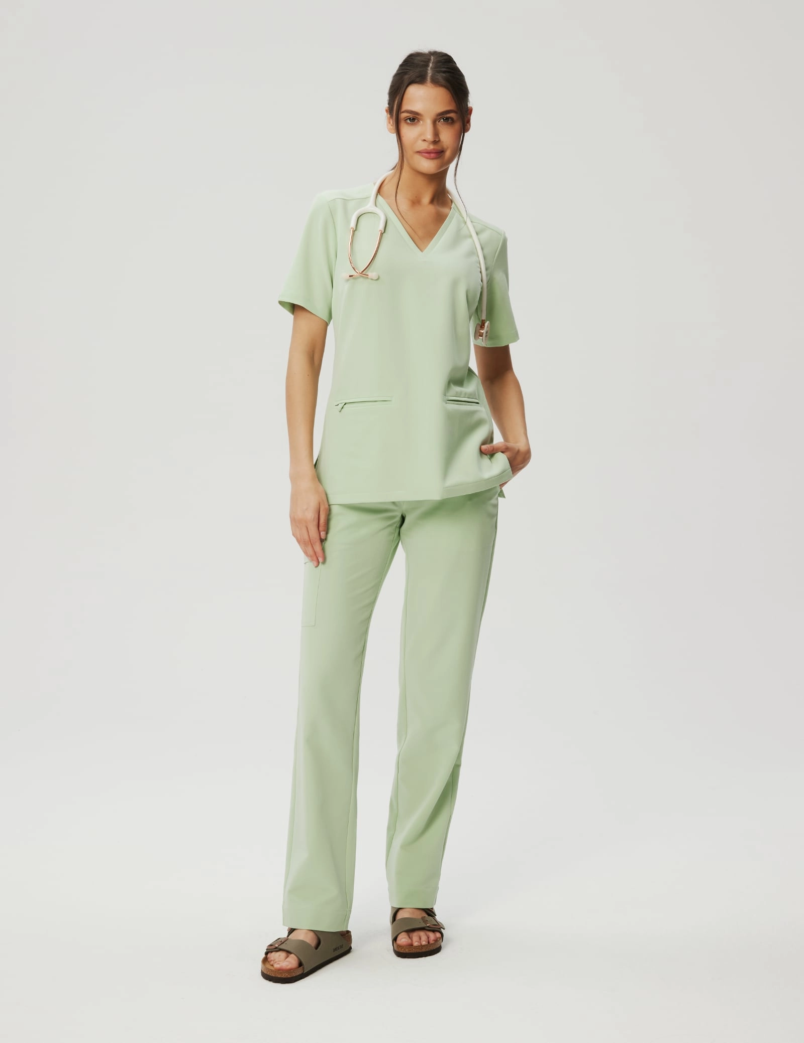 Medical Scrub Top Casy - MATCHA LATTE