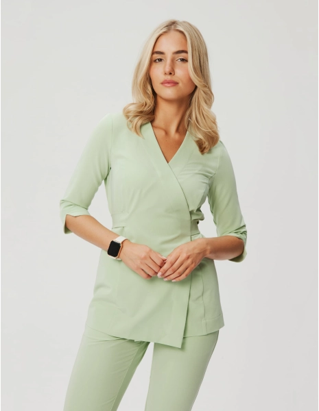 Rosalie tied scrub top - MATCHA LATTE