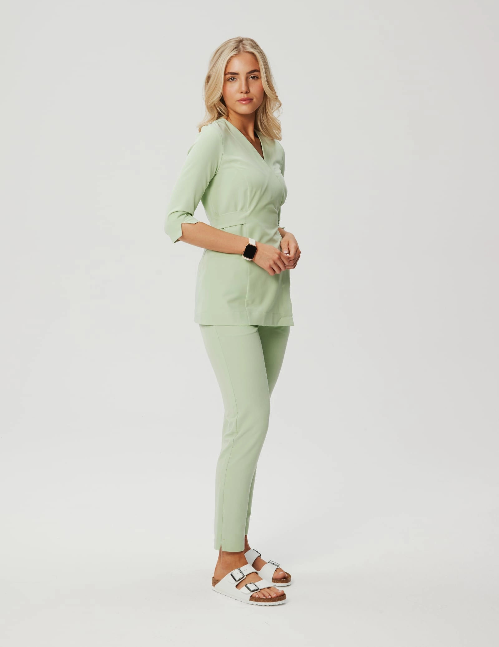 Rosalie tied scrub top - MATCHA LATTE