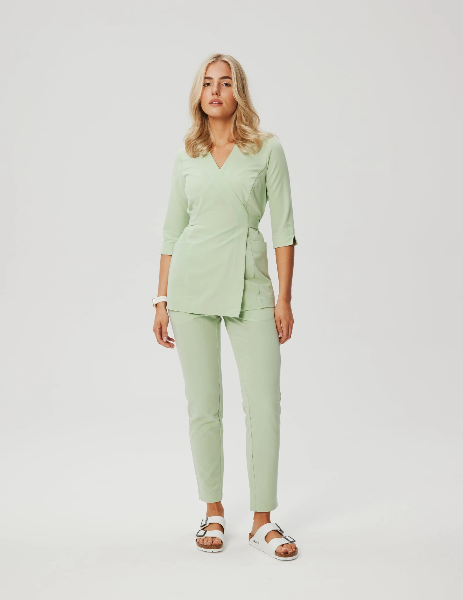 Rosalie tied scrub top - MATCHA LATTE