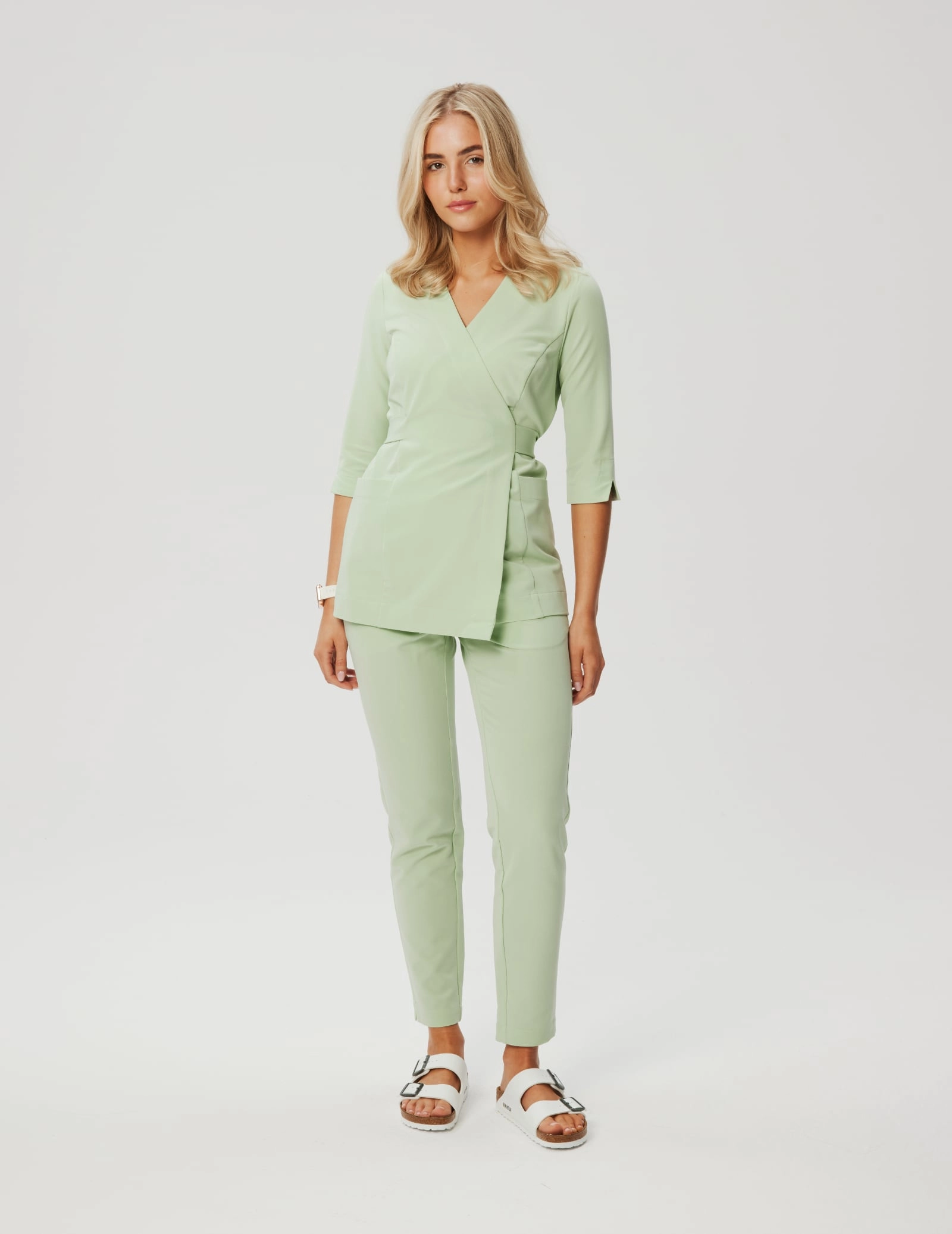 Rosalie tied scrub top - MATCHA LATTE