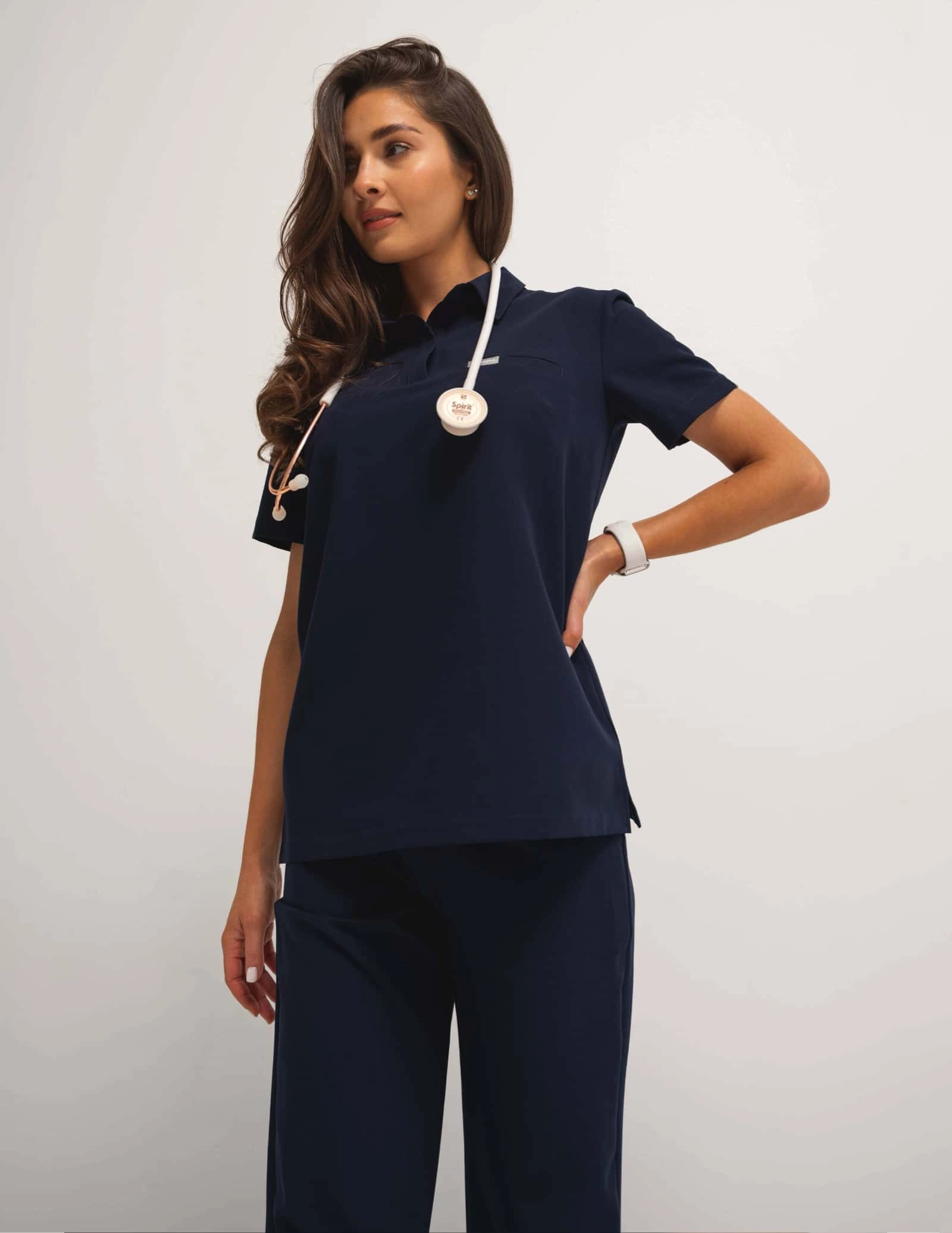 Medical Scrub Top Polo - DARK NAVY