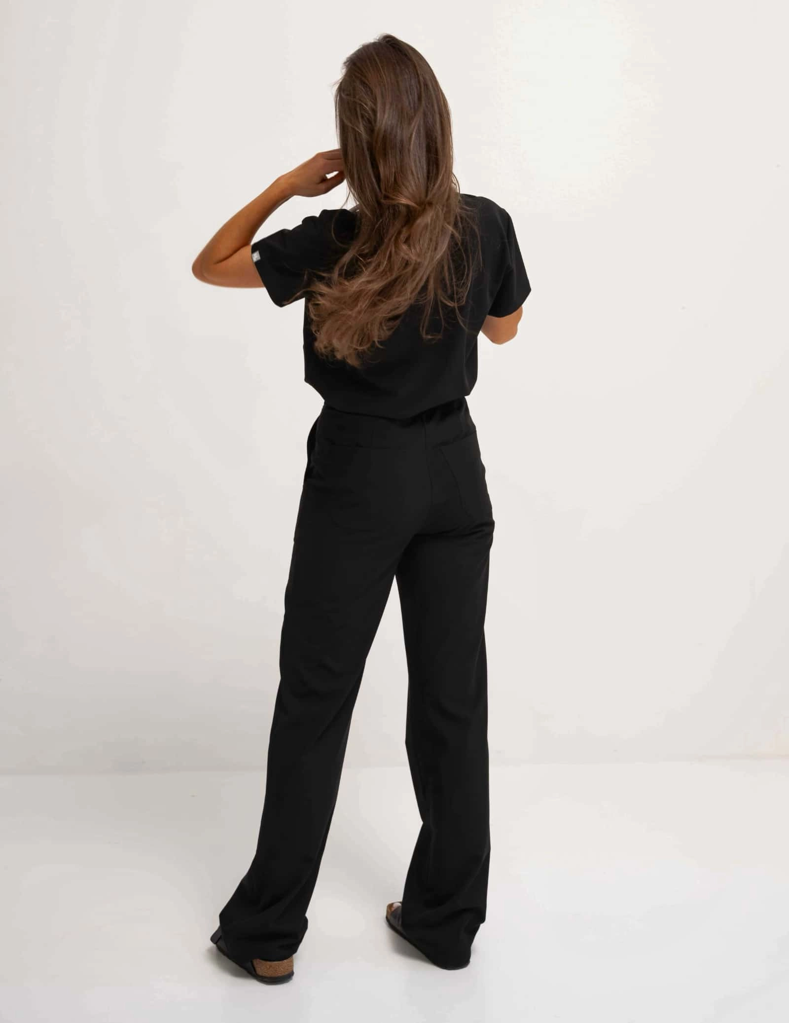 Medical Scrub Top Polo - BLACK