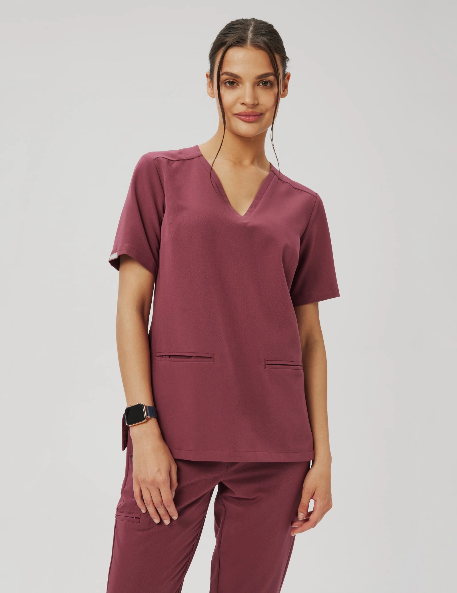 Medical Scrub Top Casy- MULLED WINE