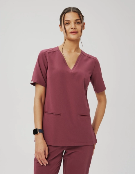 Medical Scrub Top Casy- MULLED WINE