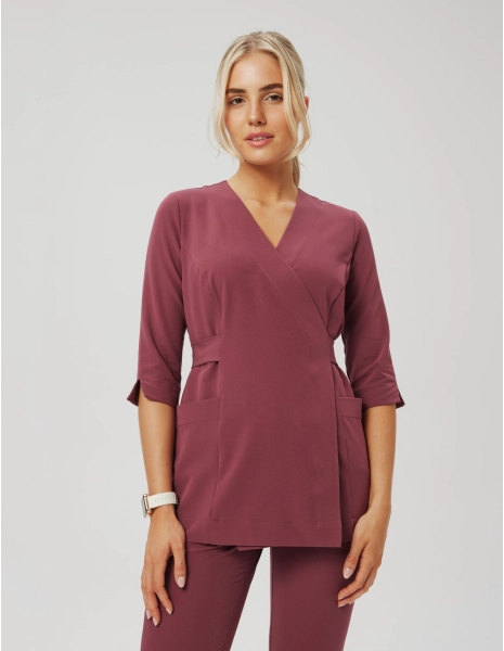 Rosalie tied scrub top - MULLED WINE