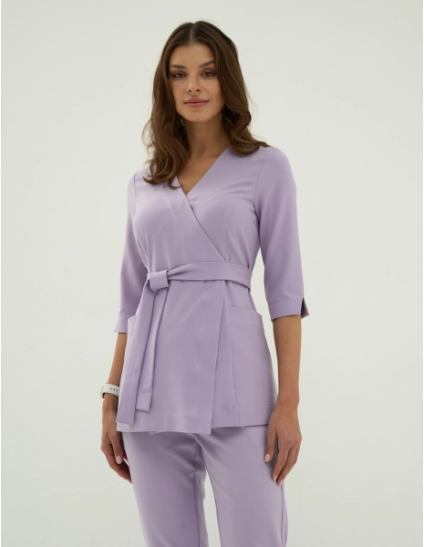 Rosalie tied scrub top - PURPLE HEATHER