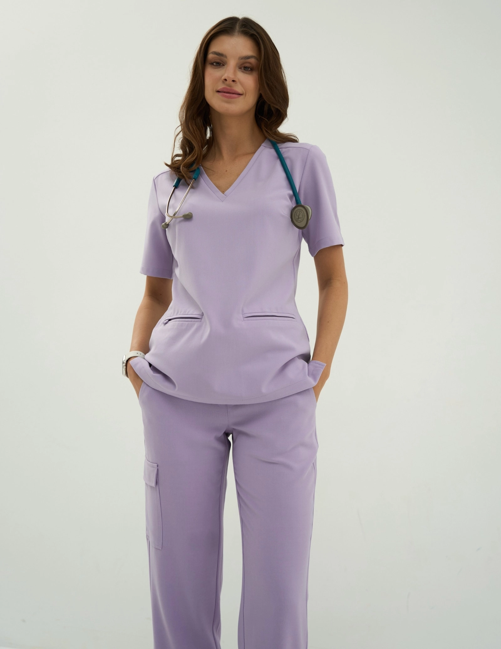 Medical Scrub Top Casy - PURPLE HEATHER