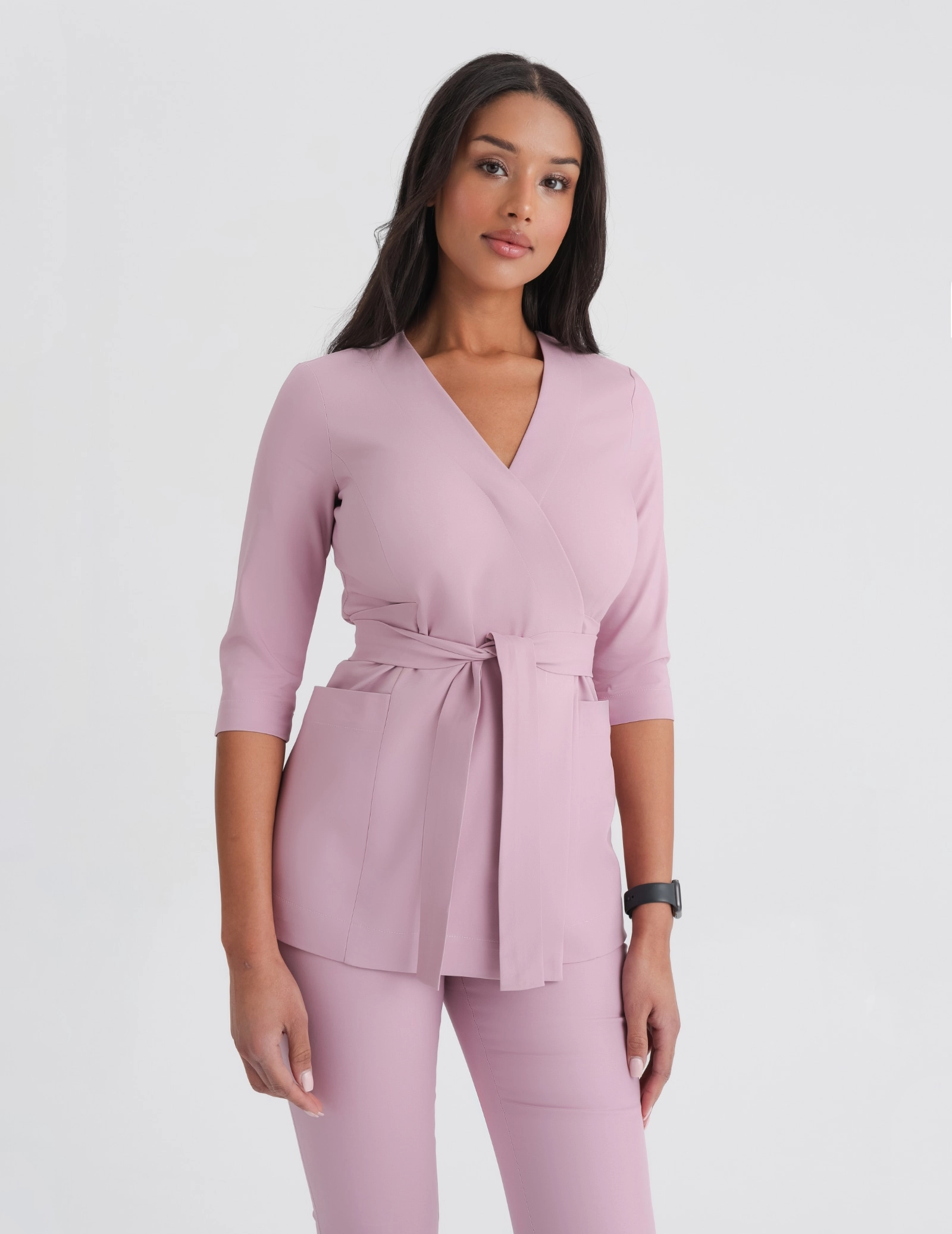 Medical Scrub Top Tie-Back Rosalie - FRENCH PINK