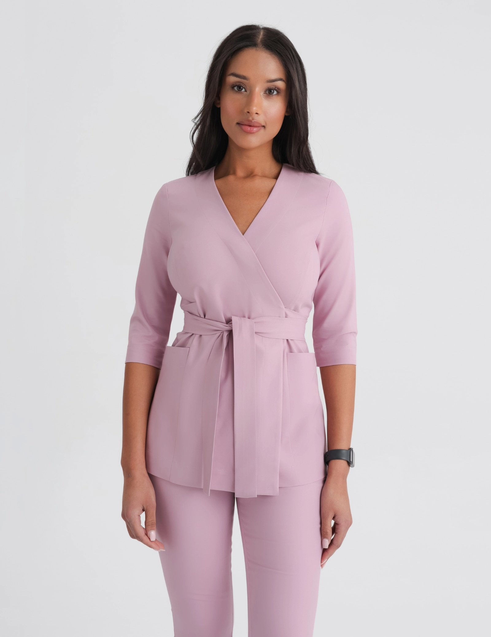 Medical Scrub Top Tie-Back Rosalie - FRENCH PINK