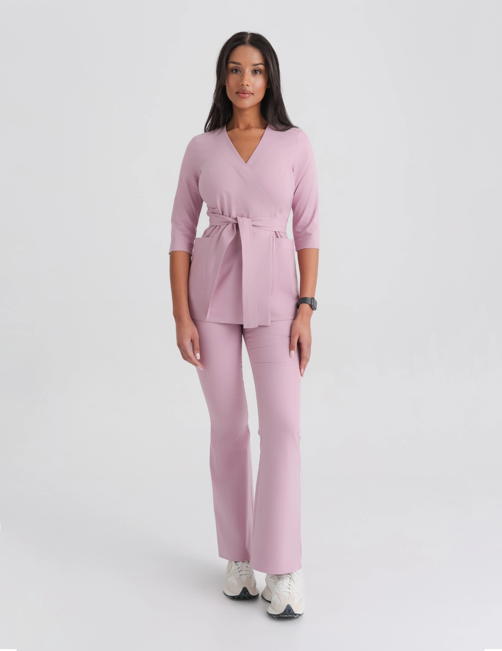 Medical Scrub Top Tie-Back Rosalie - FRENCH PINK