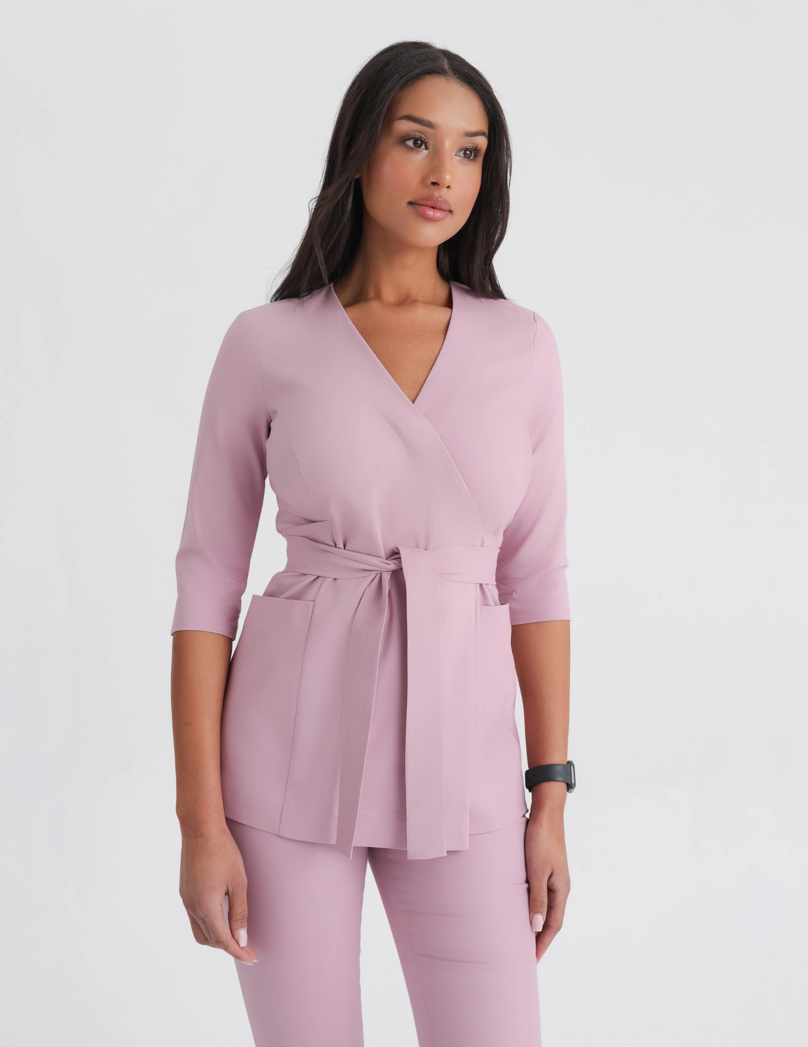 Medical Scrub Top Tie-Back Auri - FRENCH PINK