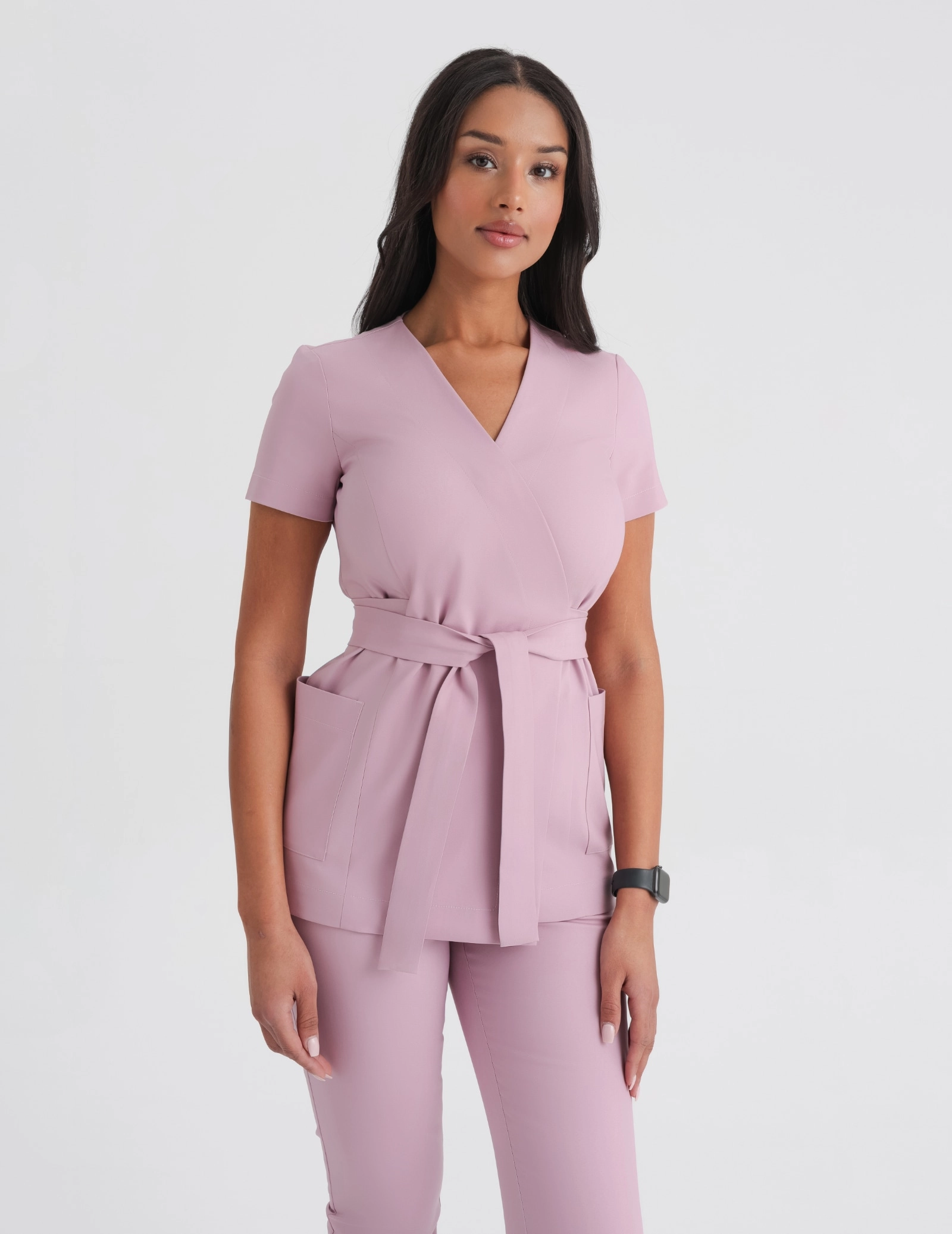 Medical Scrub Top Tie-Back Auri - FRENCH PINK