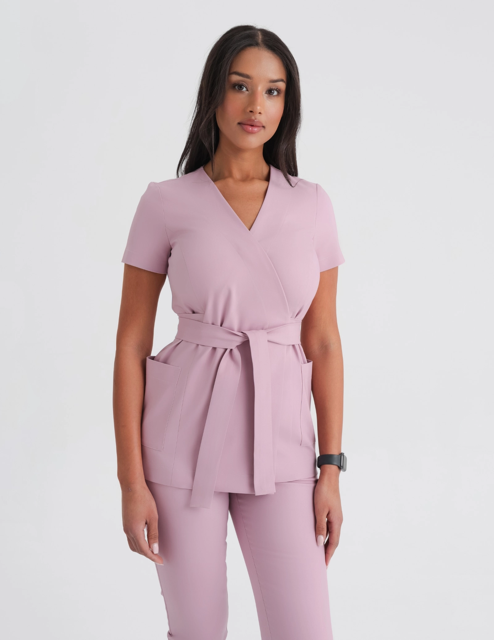 Medical Scrub Top Tie-Back Auri - FRENCH PINK