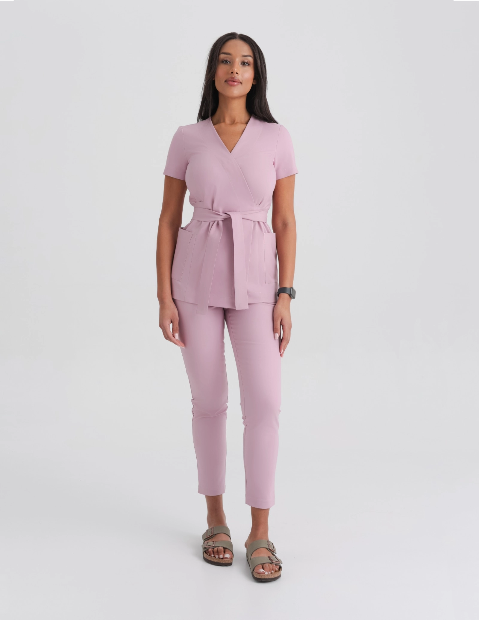 Medical Scrub Top Tie-Back Auri - FRENCH PINK