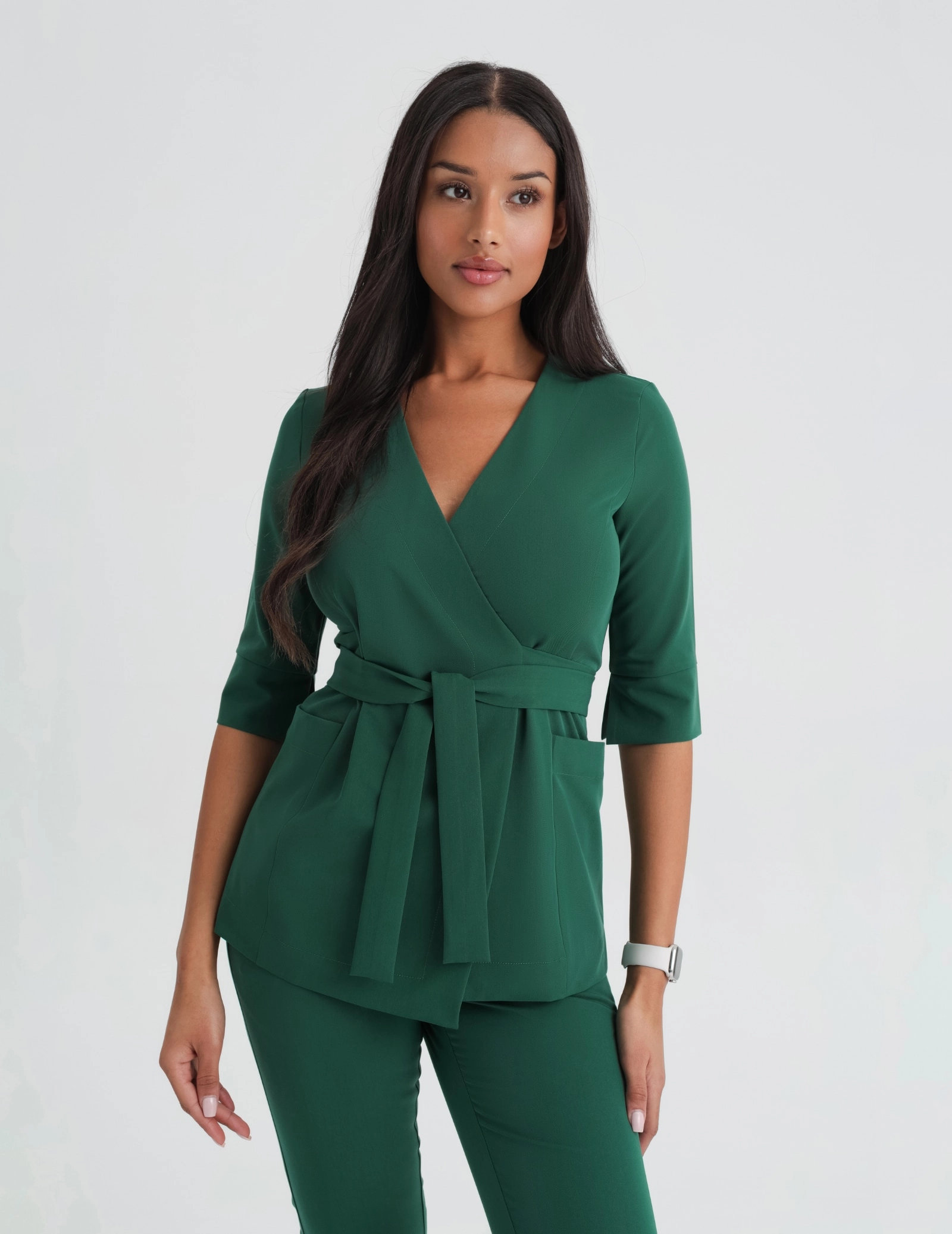 Medical Scrub Top Tie-Back Rosalie - EDEN GREEN