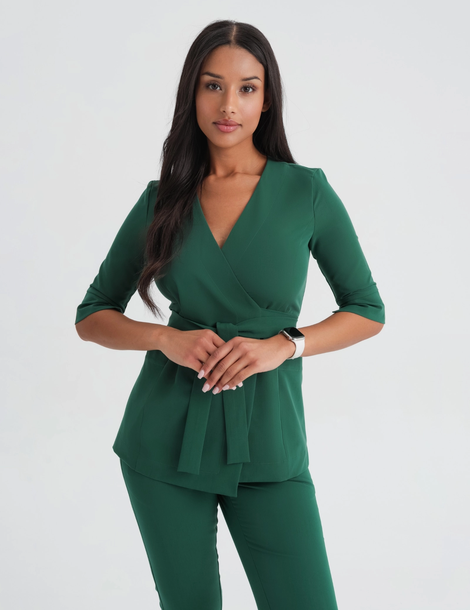 Medical Scrub Top Tie-Back Rosalie - EDEN GREEN