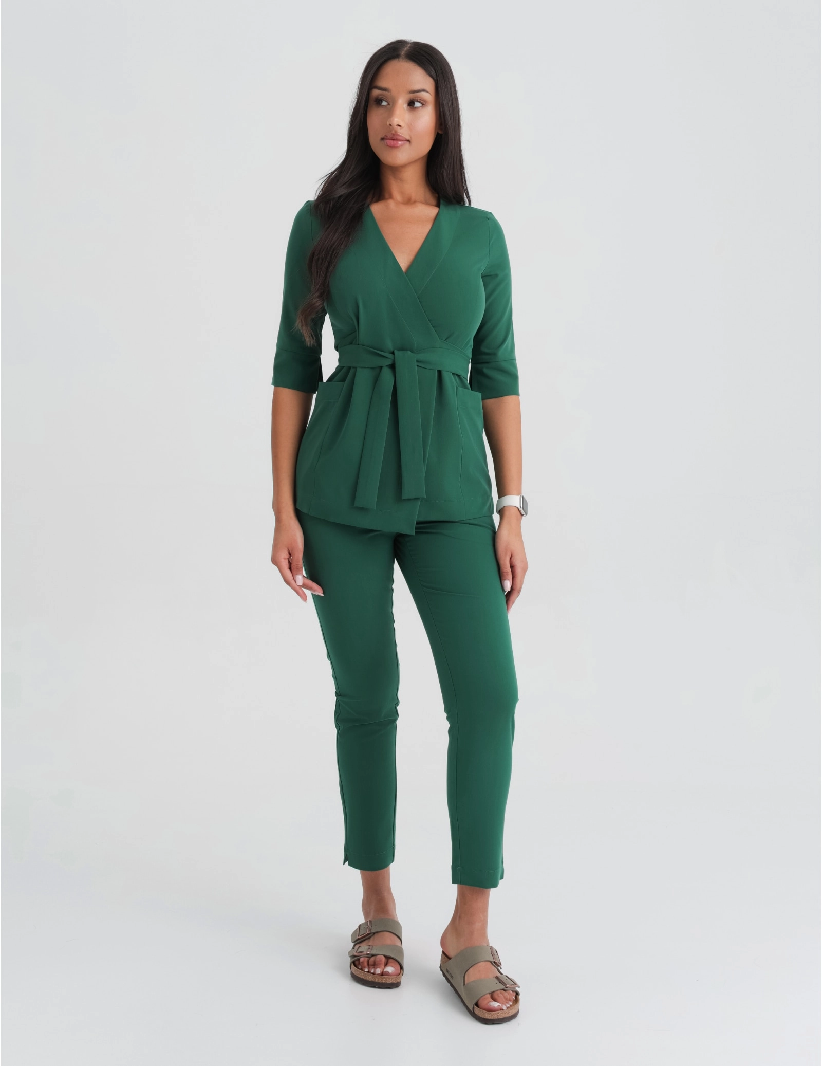 Medical Scrub Top Tie-Back Rosalie - EDEN GREEN