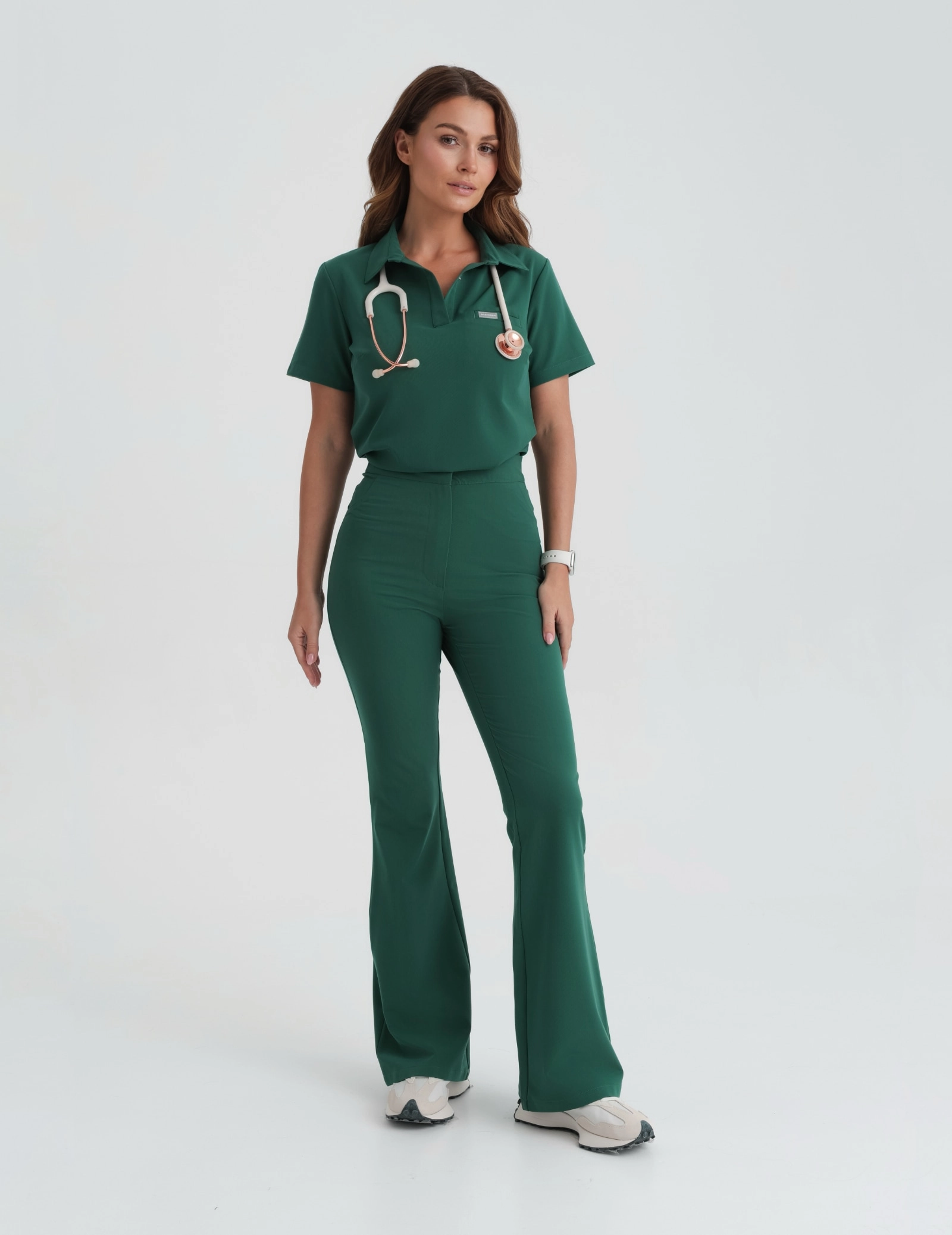 Medical Scrub Top Polo- EDEN GREEN