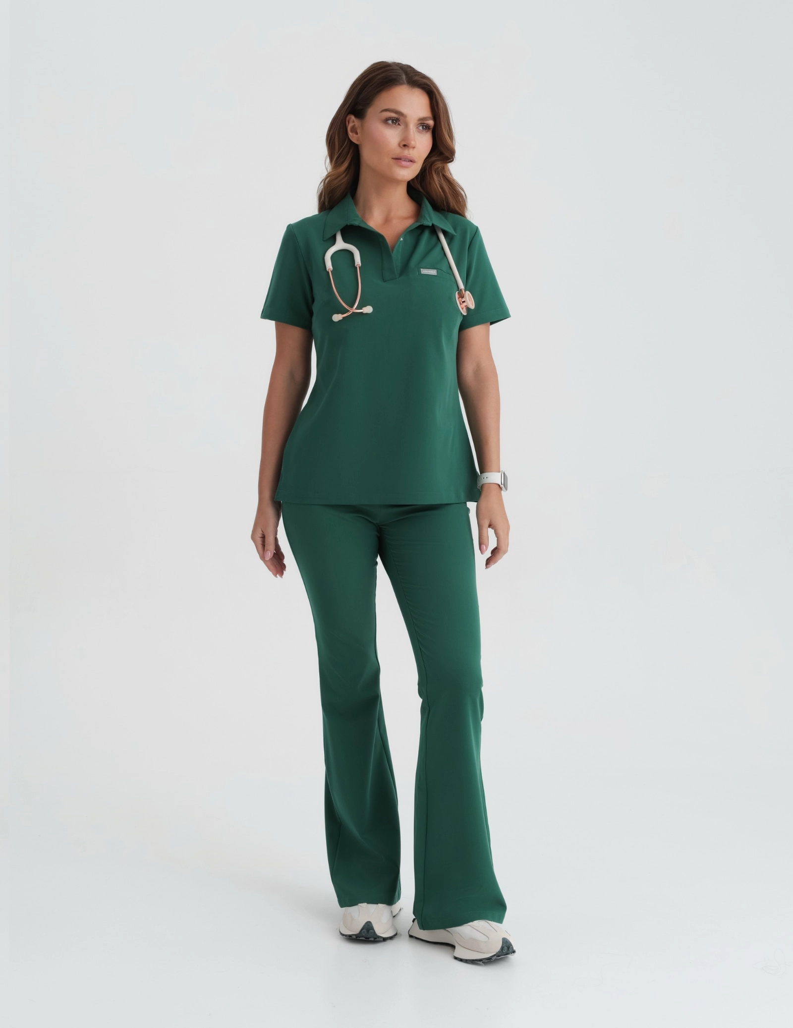 Medical Scrub Top Polo- EDEN GREEN