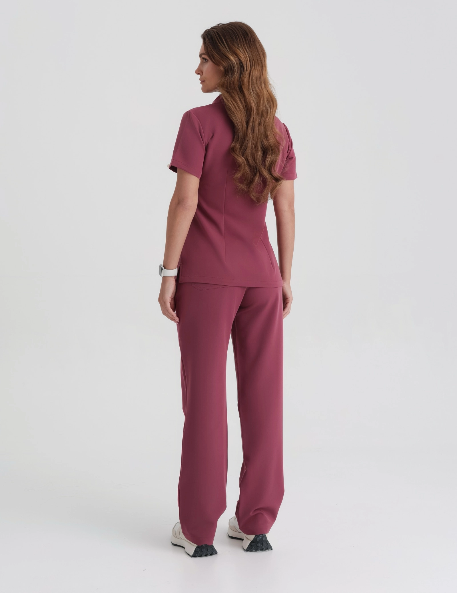 Medical Scrub Top Polo - MULLED WINE