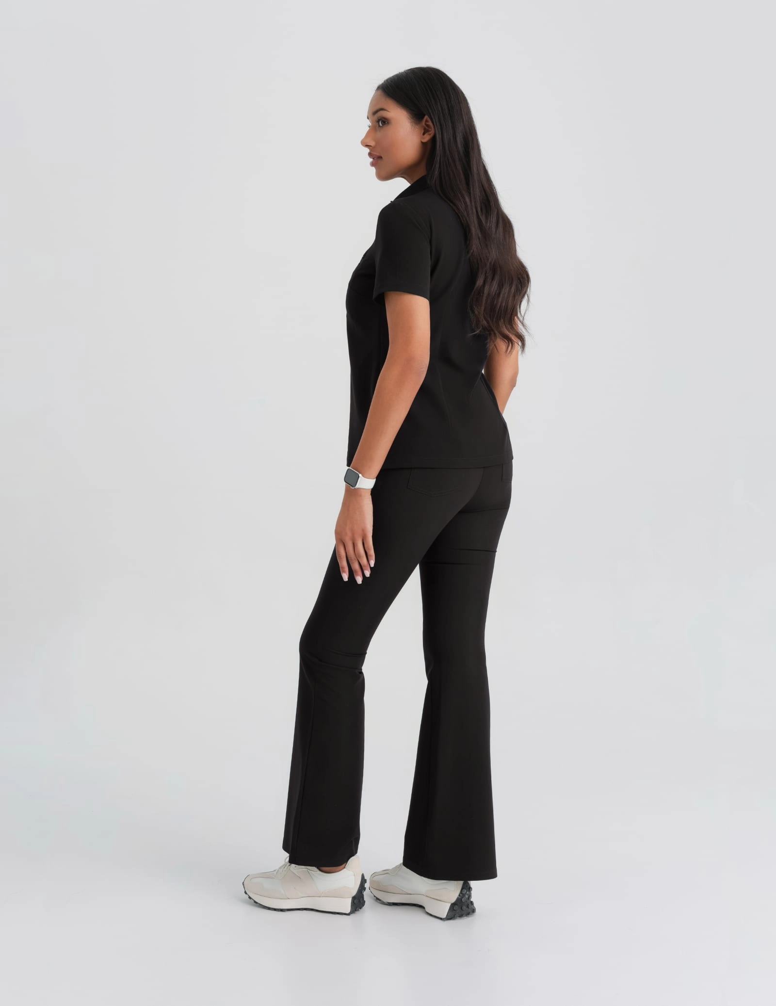 Medical Scrub Top Polo - BLACK