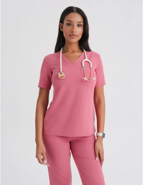 Medical Scrub Top Raya One Pocket - RASPBERRY CRUSH