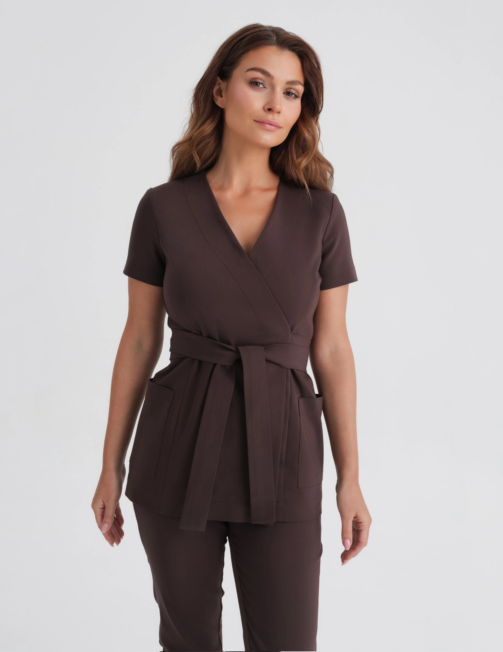 Medical Scrub Top Tie-Back Auri - ESPRESSO Medical Scrub Top Tie-Back Auri - ESPRESSO