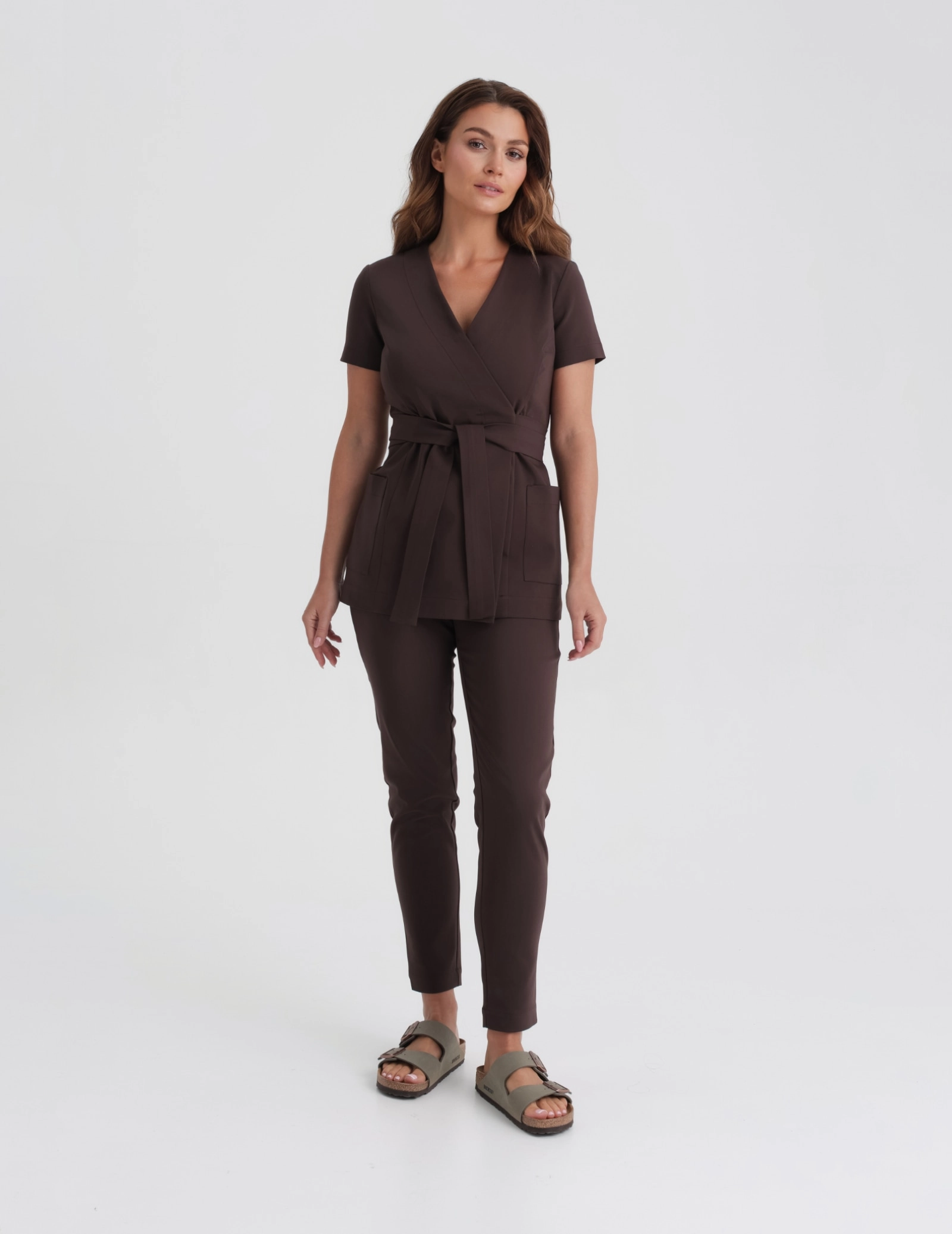 Medical Scrub Top Tie-Back Auri - ESPRESSO Medical Scrub Top Tie-Back Auri - ESPRESSO