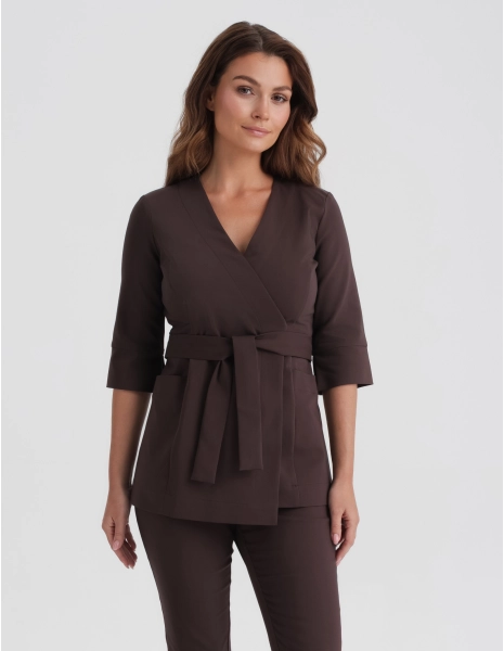 Medical sweatshirt tied Rosalie - ESPRESSO