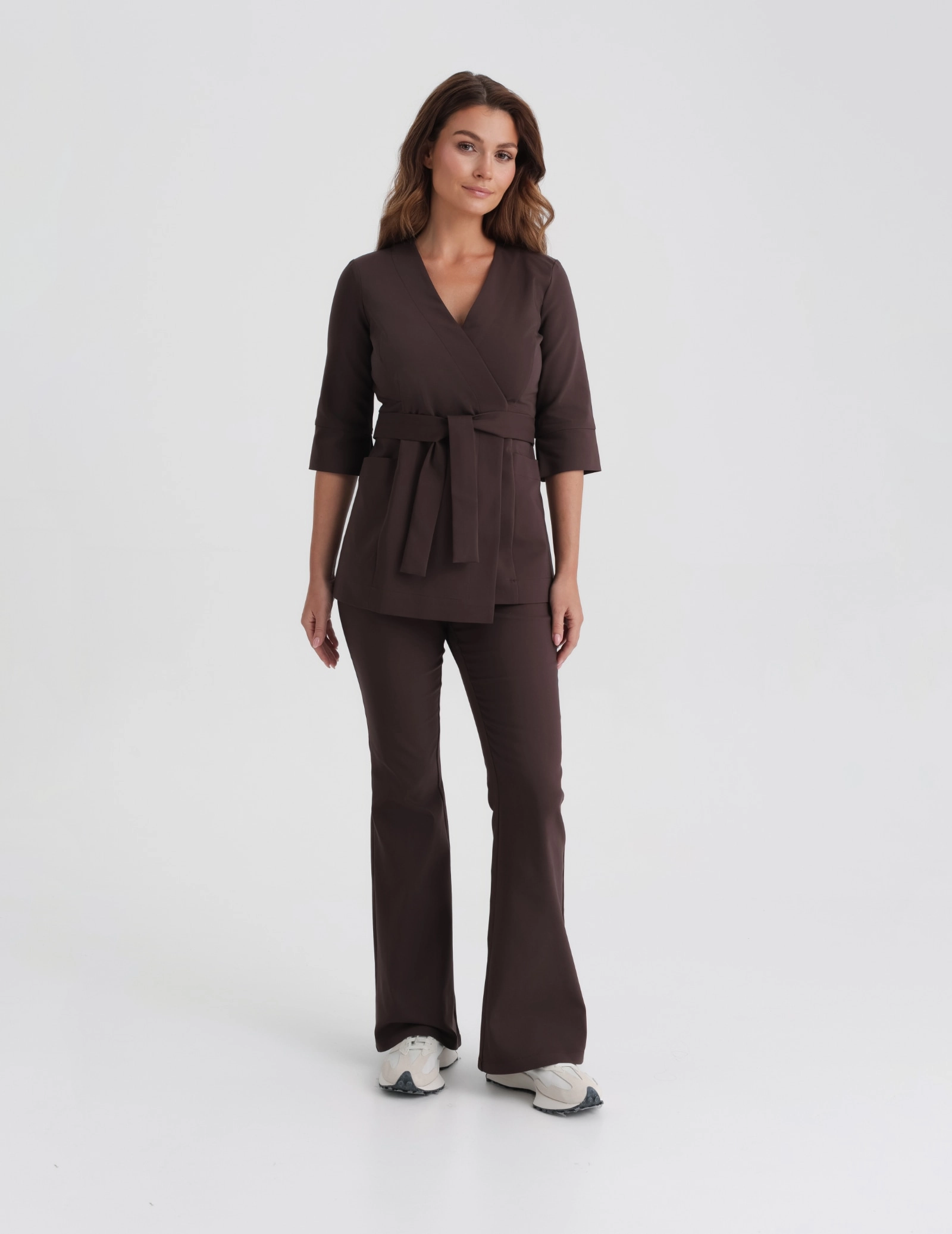 Medical sweatshirt tied Rosalie - ESPRESSO