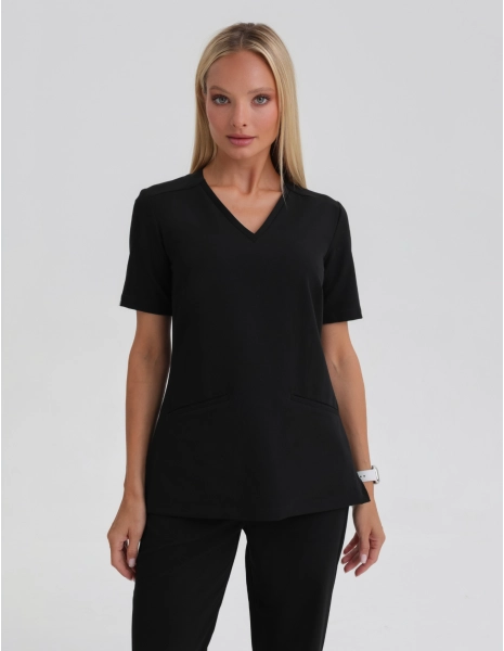 Medical Scrub Top Casy - BLACK