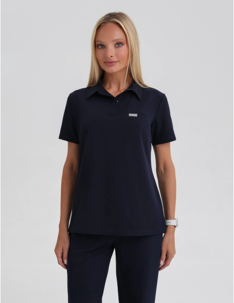 Medical Scrub Top Polo - DARK NAVY