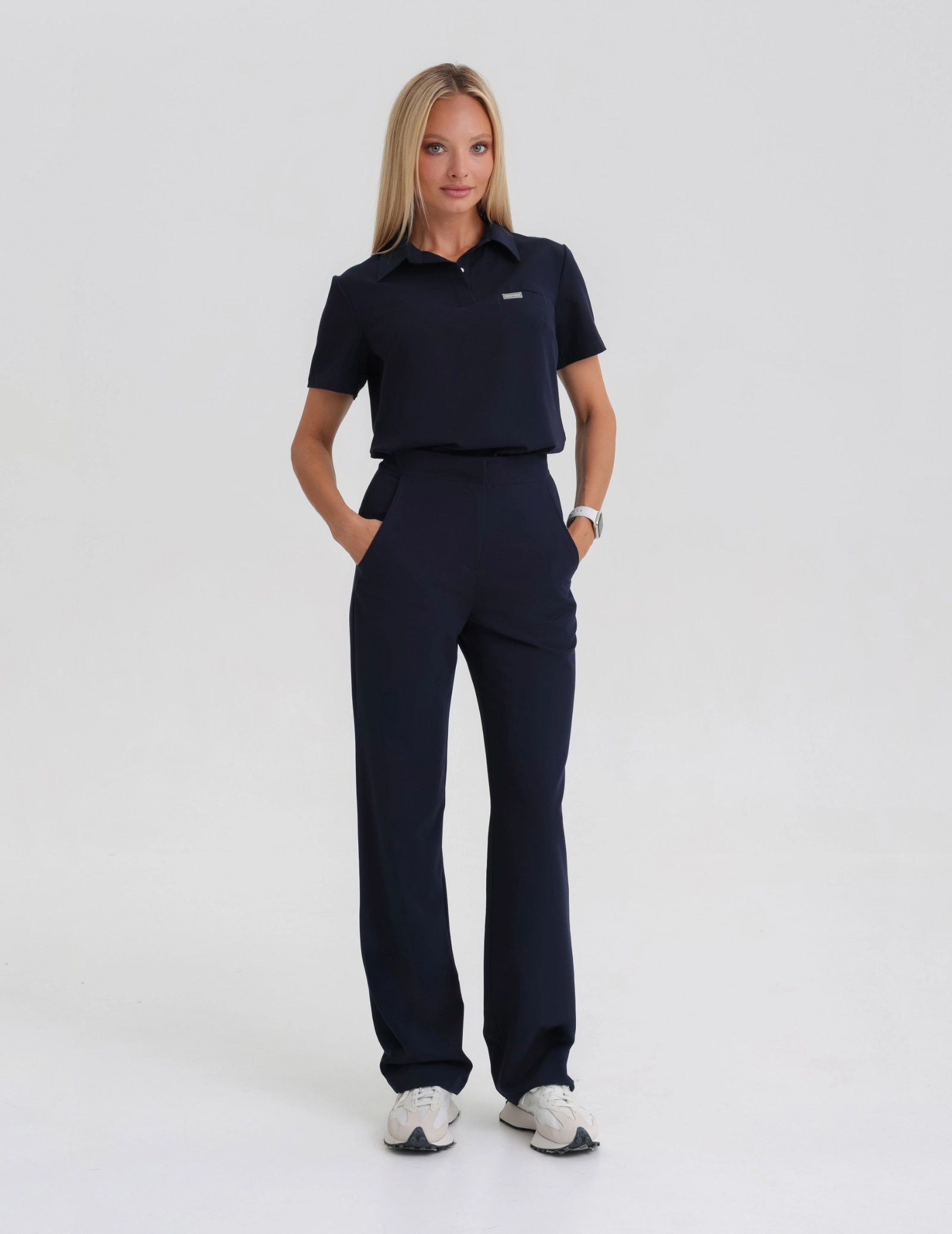 Medical Scrub Top Polo - DARK NAVY