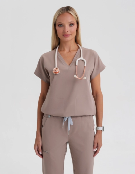 Kendall Scrub Top - BEIGE