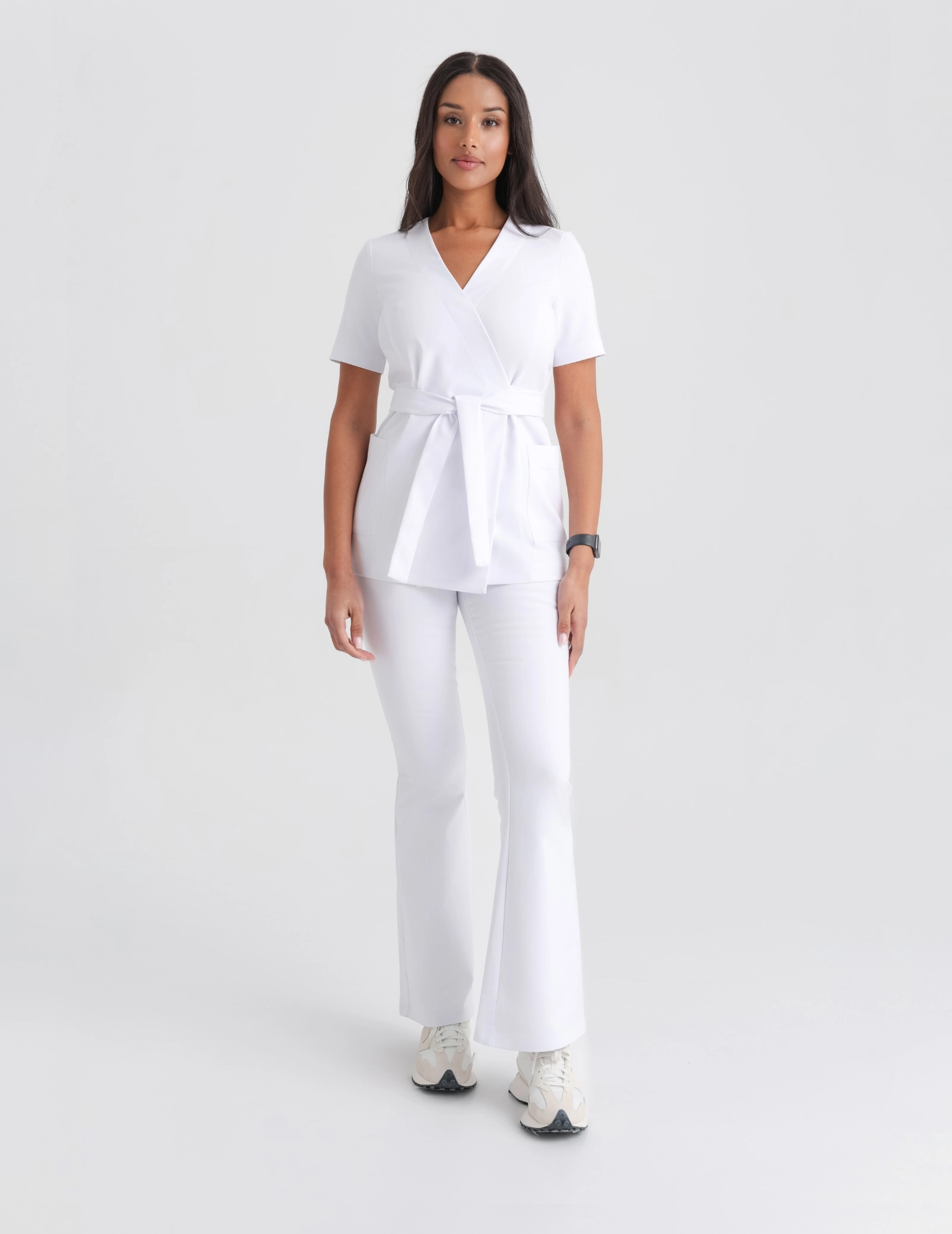 Medical Scrub Top Tie-Back Auri - WHITE